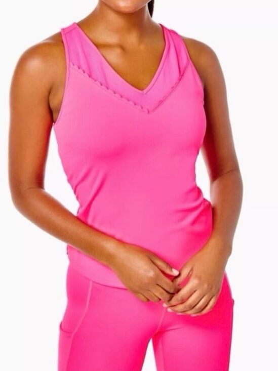 Lilly Pulitzer Tops - Lilly Pulitzer Luxeletic Euclid Scalloped Bra Tank Top in Pink Grenadine- Size M